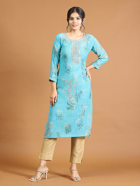 Neck Embroidery Chiffon Kurta