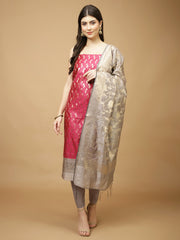 Woven Chanderi Unstitched Suit Piece With Dupatta