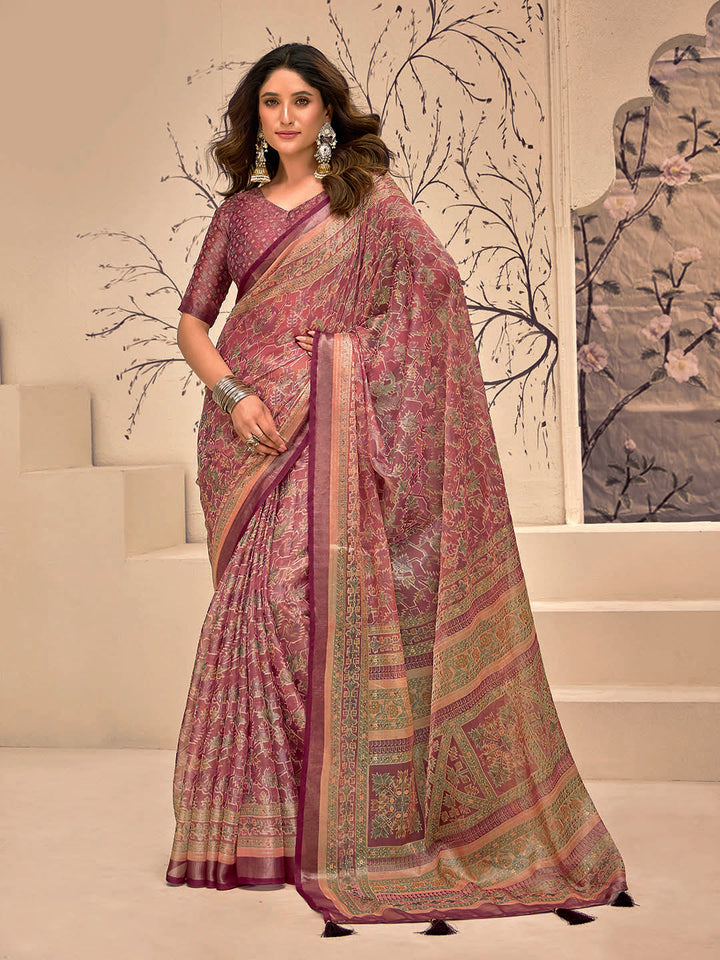 Abstract Printed Art Silk Saree
