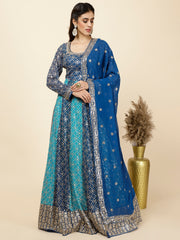 Zari Jaal Embroidered Georgette Kurta With Churidar & Dupatta