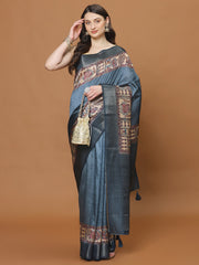 Digital Printed Satin Woven Saree