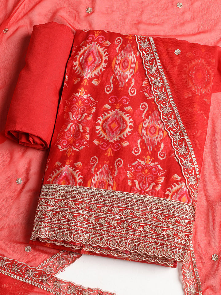 Embroidered Muslin Unstitched Suit With Dupatta