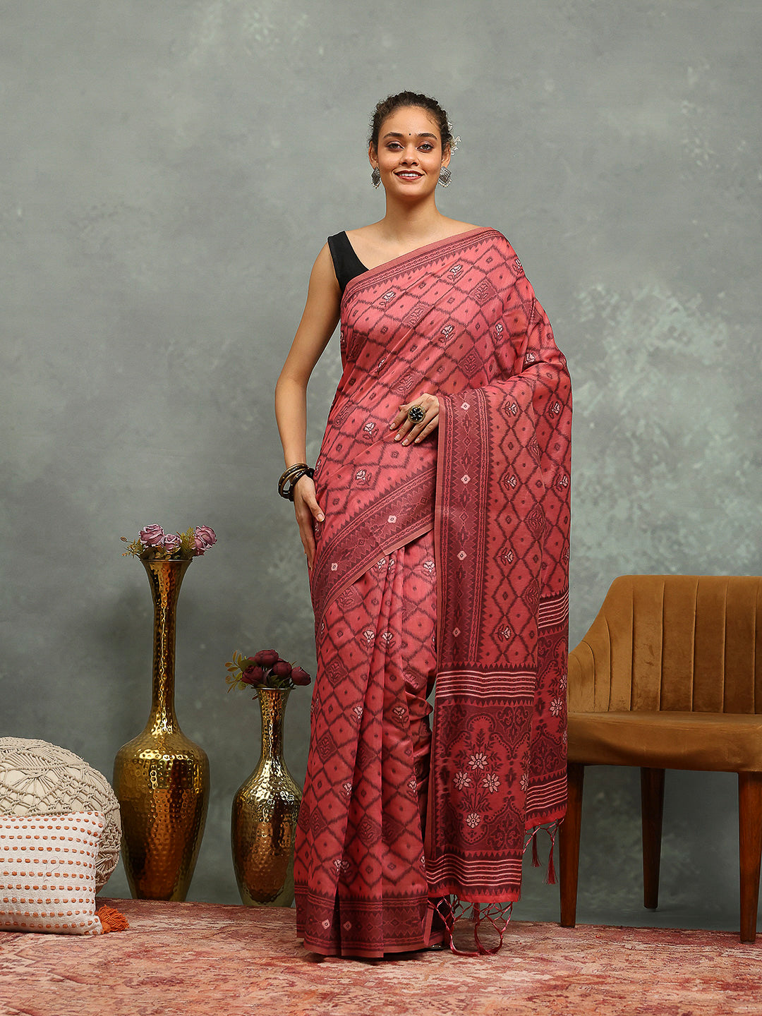 Resham Booti Woven Cotton Blend Saree