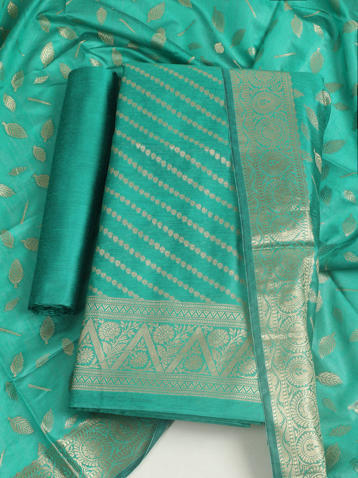 Woven Design Chanderi Unstitched Suit With Pant &amp; Dupatta