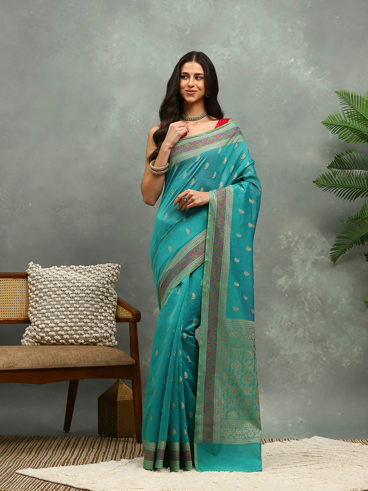 Resham Woven Design Cotton Blend Woven Saree