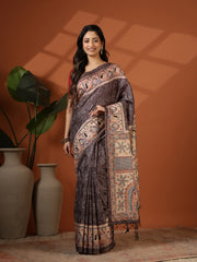 Printed Tussar Silk Saree