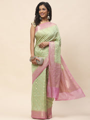 Zari Border Booti Woven Cotton Saree