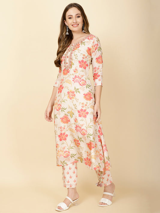 Printed Muslin Kurta Set