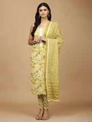 Printed Cotton Unstitched Suit With Dupatta
