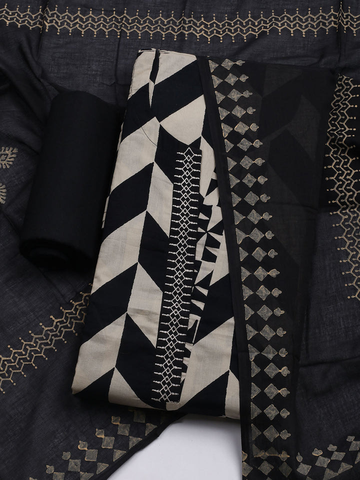 Embroidered Cotton Blend Unstitched Suit With Dupatta
