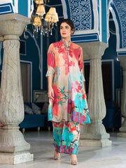 Floral Printed Cotton Straight Kurta With Palazzo