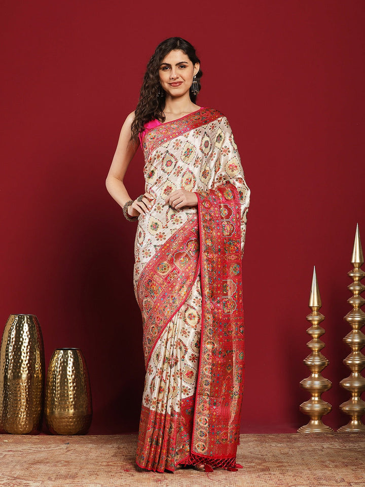 Woven Design Satin Saree