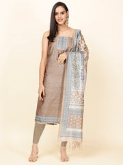 Printed Chanderi Unstitched Suit Piece With Dupatta