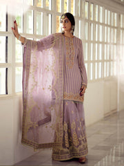 Sequin Embroidered Georgette Unstitched Suit Piece With Dupatta