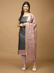 Woven Chanderi Unstitched Suit Piece With Dupatta