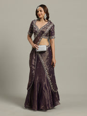 Embroidered Tissue Choli With Lehenga & Dupatta