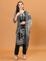 Digital Printed Georgette Kurta With Pants & Dupatta