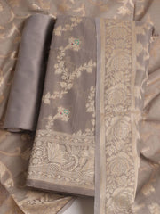 Woven Design Chanderi Unstitched Suit With Pant & Dupatta