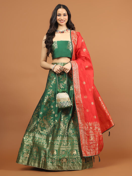 Banarasi Unstitched Choli With Lehenga & Dupatta