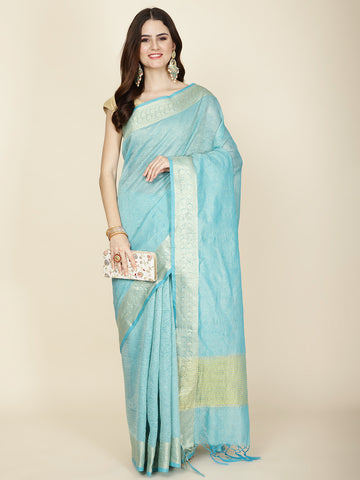 Plain Zari Border Woven Cotton Saree