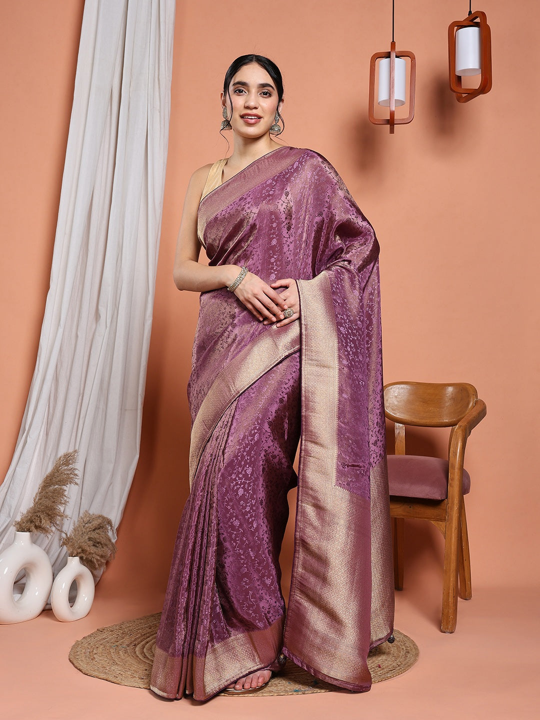 Woven Design Satin Saree
