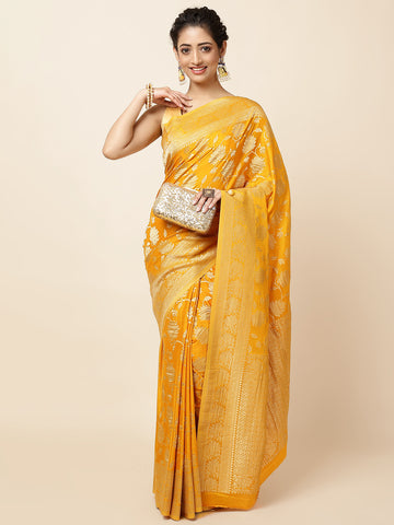 Zari Jaal Crepe Woven Saree