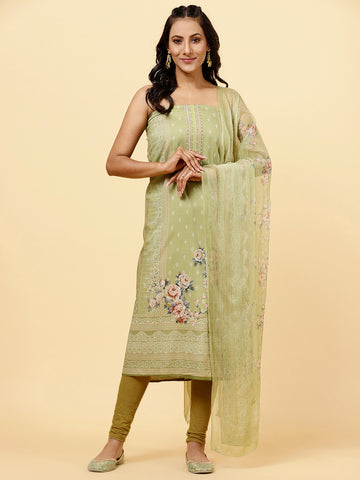 Printed Cotton Unstitched Suit Piece With Dupatta