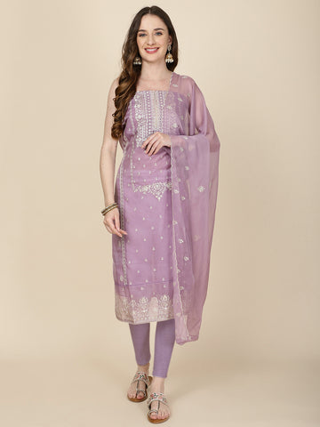 Embroidered Organza Unstitched Suit Piece With Dupatta