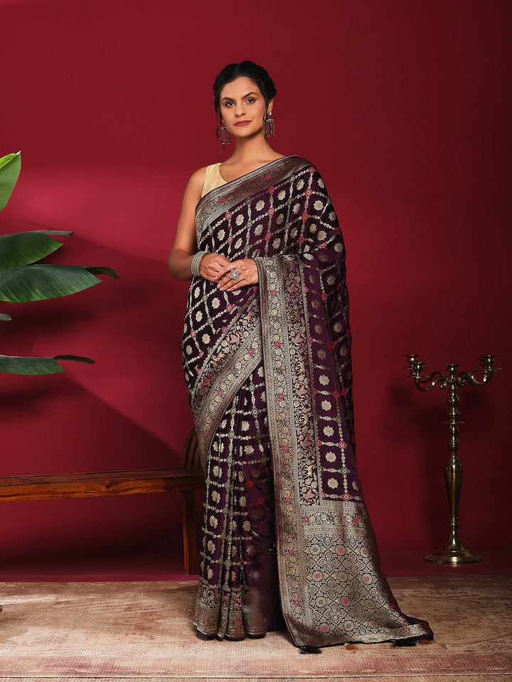 Woven Design Satin Saree