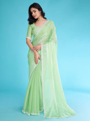 Stone Work Border Chiffon Saree