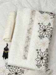 Embellished Organza Unstitched Suit With Pant & Dupatta