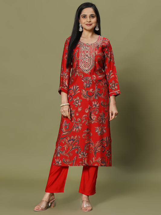 Digital Printed Muslin Kurta With Pants