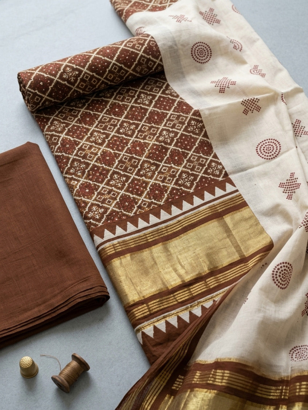 Embroidered Art Silk Unstitched Suit With Pant &amp; Dupatta