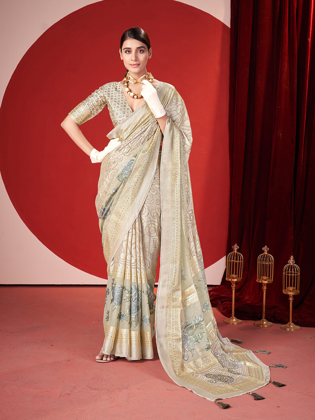 Zari Border Georgette Saree