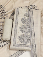 Embroidered Tussar Unstitched Suit With Dupatta