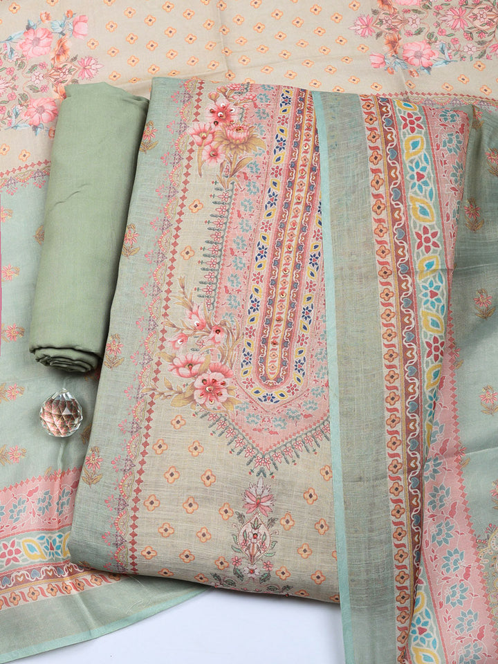 Printed Tissue Unstitched Suit With Pant &amp; Dupatta