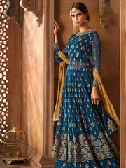 Zari Embroidery Georgette Semi Stitched Suit