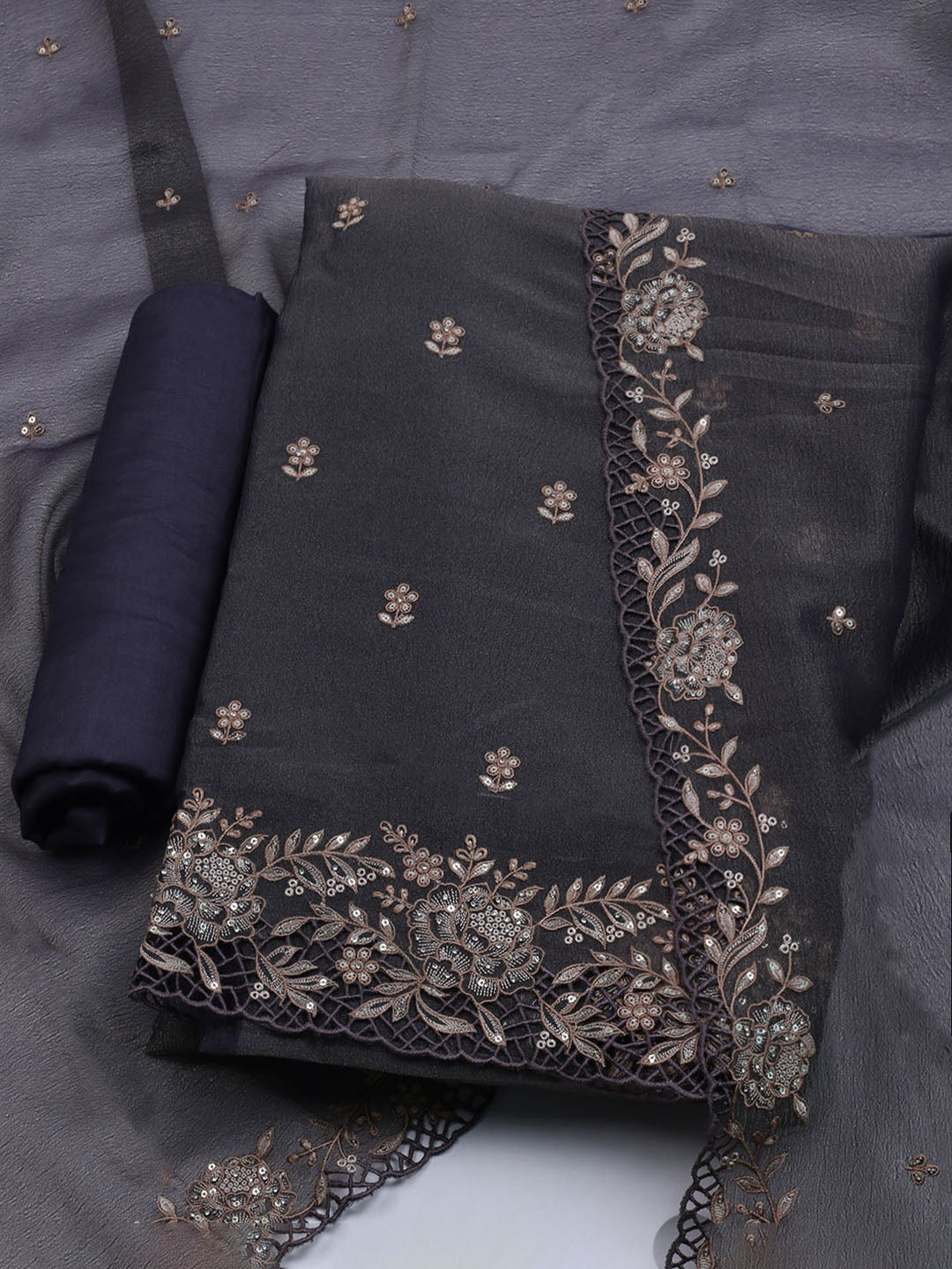 Embroidered Tissue Unstitched Suit With Dupatta