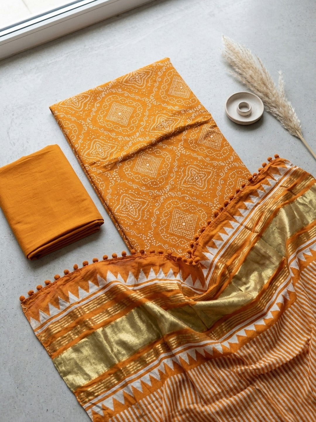 Embroidered Art Silk Unstitched Suit With Pant &amp; Dupatta