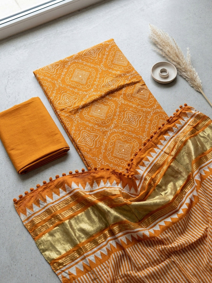 Embroidered Art Silk Unstitched Suit With Pant &amp; Dupatta
