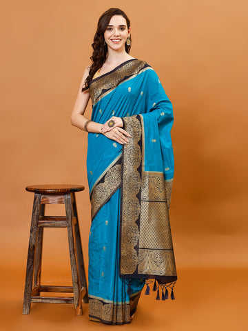 Zari Border Booti Handloom Woven Saree