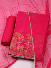 Woven Design Chanderi Unstitched Suit With Pant & Dupatta