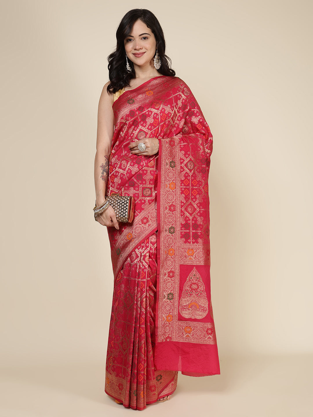 Zari Jaal Woven Art Silk Saree
