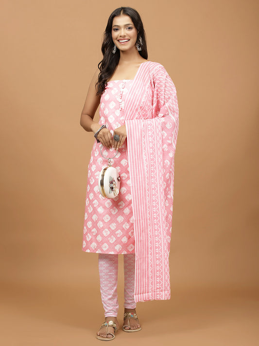 Neck Embroidered Cotton Blend Unstitched Suit With Dupatta