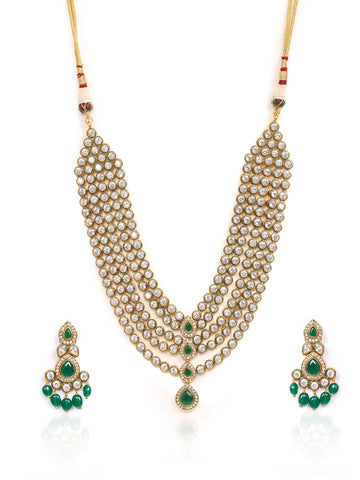Golden Kundan Necklace Set With Earrings