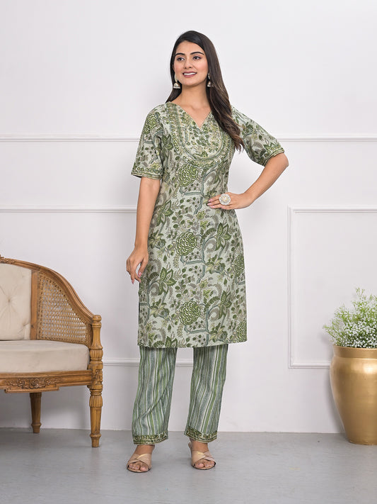 Printed Muslin Kurta With Pants