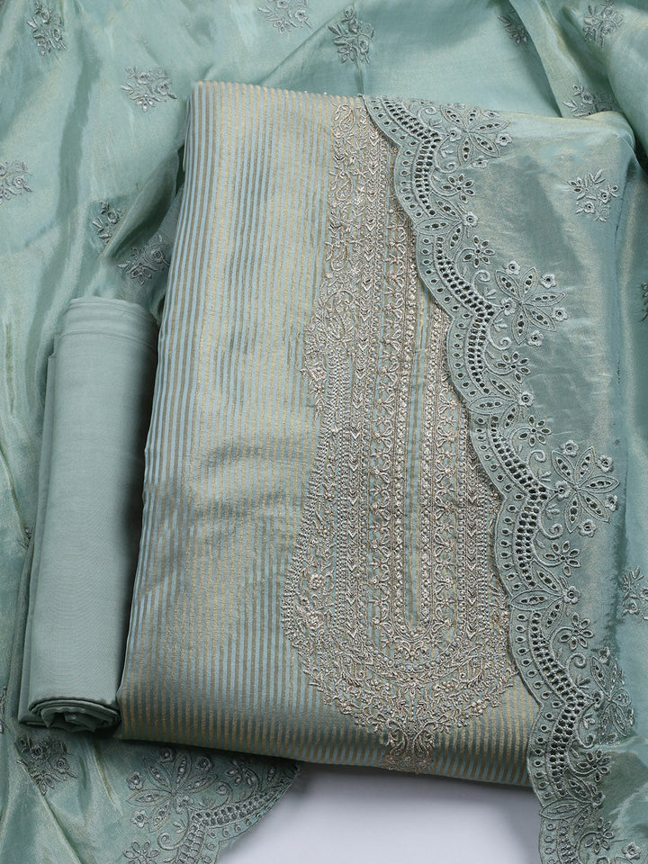 Banarasi Tissue Unstitched Suit With Dupatta