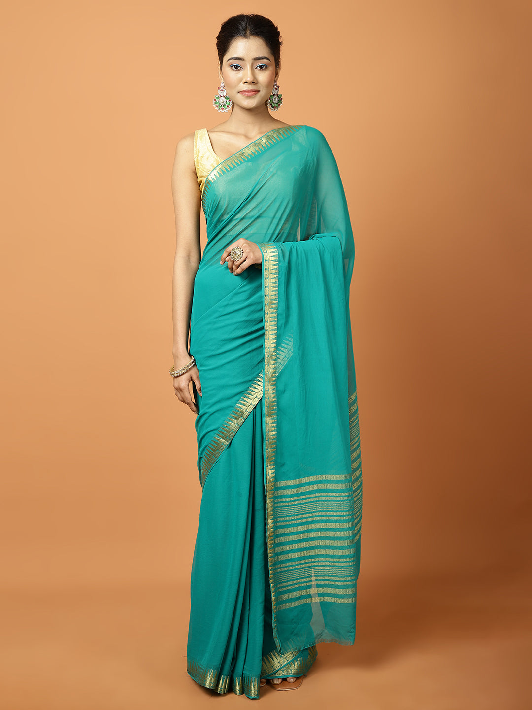 Stone Booti Chiffon Woven Saree