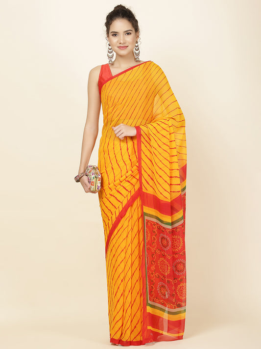 Leheriya Printed Georgette Woven Saree