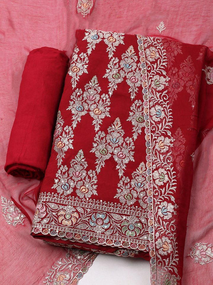 Embroirdred Organza Unstitched Suit With Dupatta